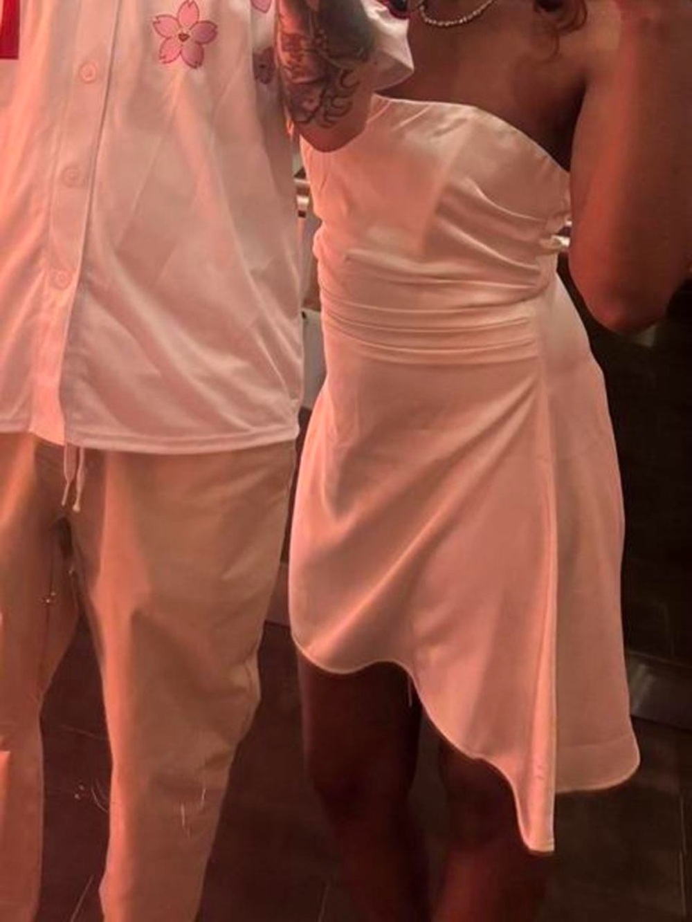 Strapless Cream Mini Dress